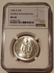 1987 D George Washington Commemorative Silver Half Dollar MS68 NGC