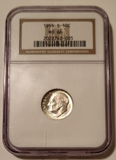 1955 S Roosevelt Dime MS66 NGC