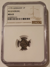 German States Era Regensburg 1779 Silver Pfennig MS63 NGC