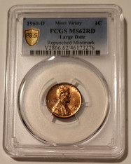 1960 D Lincoln Memorial Cent Large Date RPM Minor Variety MS62 RED PCGS