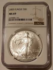 2003 1 oz Silver Eagle Dollar MS69 NGC