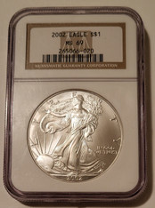 2002 1 oz Silver Eagle Dollar MS69 NGC