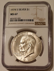 1974 S Eisenhower Silver Dollar MS67 NGC