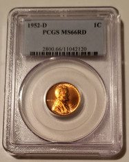 1952 D Lincoln Wheat Cent MS66 RED PCGS