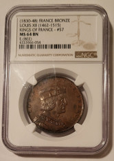France (1830-48) Kings Medal Series by Caque #57 - Louis XII MS64 BN NGC