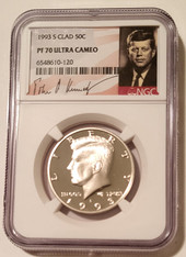 1993 S Clad Kennedy Half Dollar Proof PF70 UC NGC Portrait Label