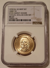 2008 P John Quincy Adams Presidential Dollar MS67 NGC