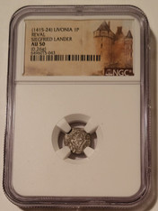 Livonia Siegfried Lander (1415-24) Silver Pfennig Reval Mint AU50 NGC