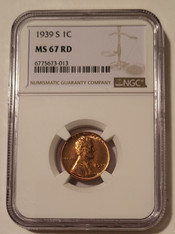 1939 S Lincoln Wheat Cent MS67 RED NGC