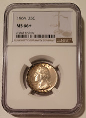 1964 Washington Quarter Unc MS66+ NGC Nice Toning