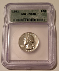 1961 Washington Quarter Proof PR68 ICG