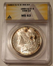 1884 O/O Morgan Silver Dollar VAM-14 MS63 ANACS