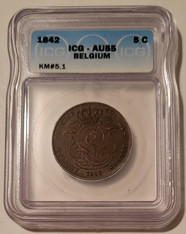 Belgium 1842 5 Centimes KM-5.1 AU55 ICG