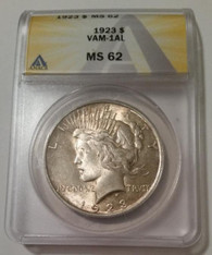 1923 Peace Silver Dollar VAM-1AL MS62 ANACS