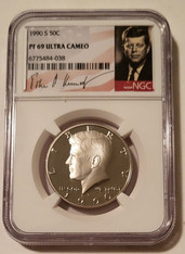 1990 S Kennedy Half Dollar Proof PF69 UC NGC Portrait Label