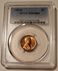1959 D Lincoln Memorial Cent MS65 RED PCGS