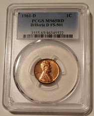 1961 D Lincoln Memorial Cent D/Horizontal D Variety FS-501 MS65 RED PCGS