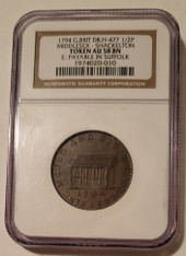 Great Britain 1794 1/2 Penny Conder Token Middlesex - Shackelton D&H-477 AU58 BN NGC