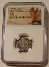 Middle Ages - Livonia - Freytag Von Loringhoven 1483-94 Silver Schilling XF45 NGC