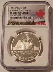 Canada-1987-silver-dollar-John-Davis-expedition-pf69-uc-ngc-aa