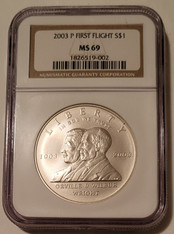 2003 P First Flight Commemorative Silver Dollar MS69 NGC