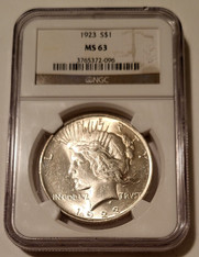 1923 Peace Silver Dollar MS63 NGC Light Toning
