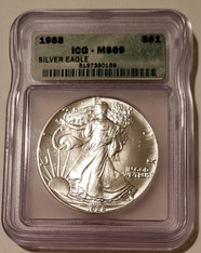 1988 1 oz Silver Eagle Dollar MS69 ICG