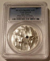 Cook Islands 2022 1 oz Silver $5 Aba Panu Meteorite Proof PR69 DCAM PCGS FDI Low Mintage