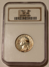 1941 Washington Quarter Proof PF66 NGC Toning Low Mintage