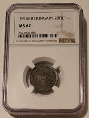 Hungary 1916 KB 20 Filler MS62 NGC