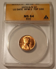 1970 S/S Lincoln Memorial Cent Large Date RPM-1 TOP-100 MS64 RED ANACS