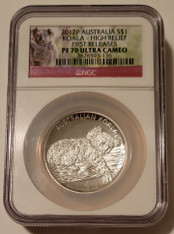 Australia 2012 P 1 oz Silver Dollar Koala HR Proof PF70 UC NGC FR Low Mintage