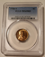 1940 S Lincoln Wheat Cent MS65 RED PCGS