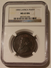 South Africa 1898 Penny MS63 BN NGC