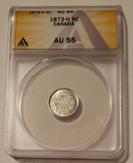 Canada Victoria 1872 H Silver 5 Cents AU55 ANACS
