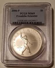 2006 P Ben Franklin Scientist Commemorative Silver Dollar MS69 PCGS