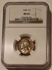 1949 Jefferson Nickel MS64 NGC Nice Toning