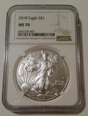 2018 1 oz Silver Eagle Dollar MS70 NGC