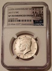 2017 S Kennedy Half Dollar Enhanced Finish SP70 NGC Mint 225th Anniversary Label