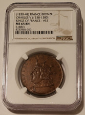 France (1830-48) Kings Medal Series by Caque #52 - Charles V 1338-1380 MS65 BN NGC