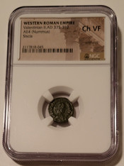 Western Roman Republic Valentinian II AD 375-392 AE4 Nummus Siscia Ch VF (Scratches)