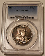 1958 Franklin Half Dollar MS66 PCGS Nicely Toned