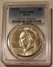 1974 S Eisenhower Silver Dollar MS67 PCGS