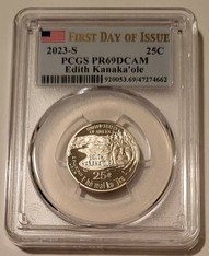 2023 S Clad Edith Kanaka'ole  Quarter Proof PR69 DCAM PCGS First Day of Issue