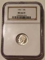 1951 Roosevelt Dime MS66 FT NGC