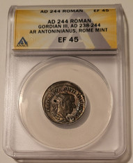 Roman Empire Gordian III AD 238-244 AR Antoninianus Rome Mint XF45 ANACS