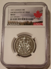 Canada Elizabeth II 1971 50 Cents MS67 NGC Maple Leaf Label