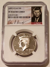 2000 S Clad Kennedy Half Dollar Proof PF70 UC NGC Portrait Label
