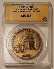 1936 So-Called Dollar Medal Wisconsin Territorial Centennial HK-696 R3 MS62 ANACS