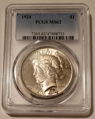 1924 Peace Silver Dollar (VAM-1o2 R6 - Stickered Reverse) MS62 PCGS